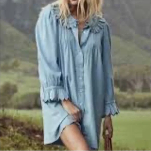 DOEN wing dress in chambray Size small - Picture 3 of 9